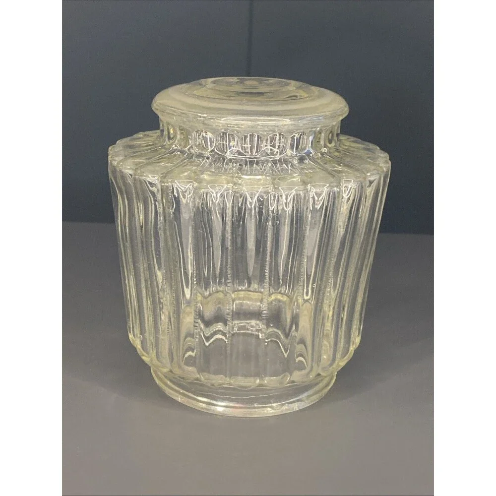 VTG Ceiling Light Shade Cover Clear Glass Ribbed Bullseye Outdoor Porch Fixture